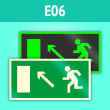 Знак E06 «Направление к эвакуационному выходу налево вверх» (фотолюминесцентная пленка, 300х150 мм)